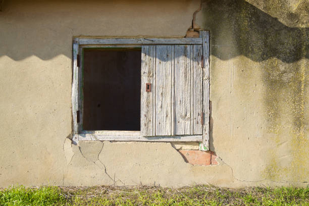 Old wooden window in a farmhouse, Spain.