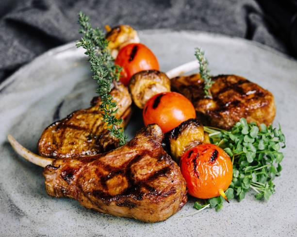 istock Delicious grilled pork chop on plate 1481329617
