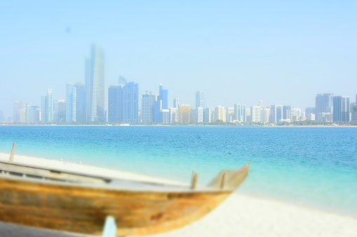Old boat on background  OF Abu Dhabi