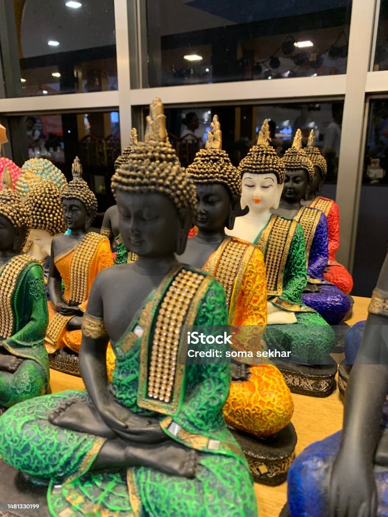 Budda Color Buddha Sculpture Multiple Colors With Different Poses And Colors Stock ...