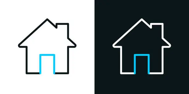 Vector illustration of Home. Bicolor line icon on black or white background - Editable stroke