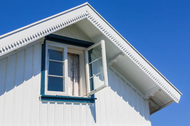 Open window in an old wooden cottage