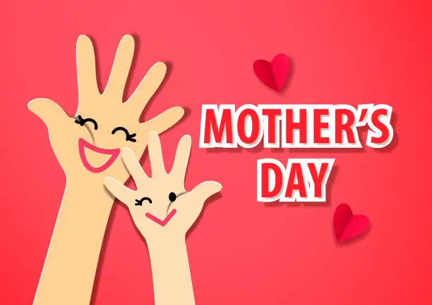 Vector illustration of Mother’s Day Hand In Hand