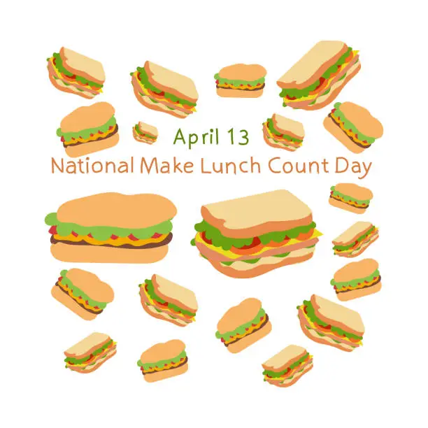 Vector illustration of National Make Lunch Count Day is celebrated every year on 13 April