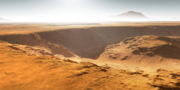 istock Impact craters on Mars. Sunset on Mars. Martian landscape 1481338857