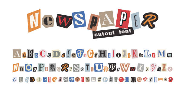 istock Collage vector newspaper alphabet. Color letters, numbers and punctuation marks cut from newspapers and magazines.  Criminal, anonymous or detective font. Vintage elements for your design 1481342907