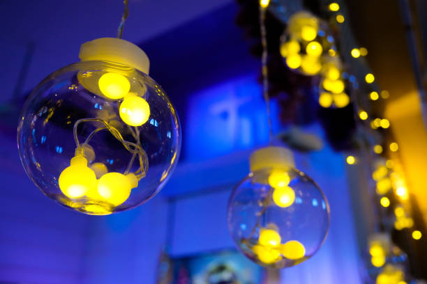 istock Decorate Christmas Lights in Church. 1481343597