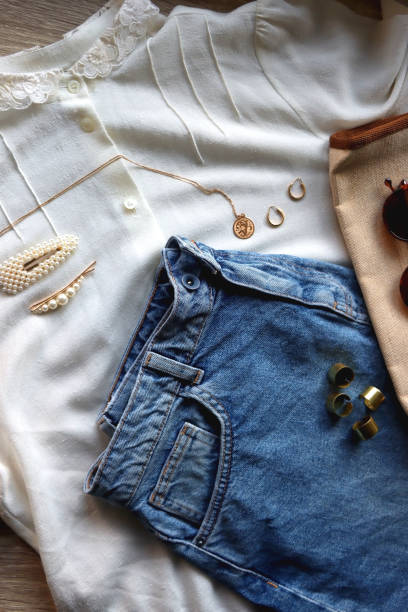 istock White Blouse, Denim Skirt and Accessories 1481345427