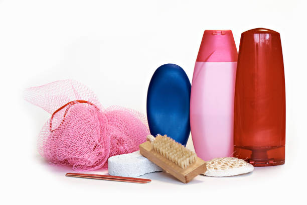 istock Shampoo with a washcloth, and a set for peeling with brushes for spa procedures. Close-up 1481348843