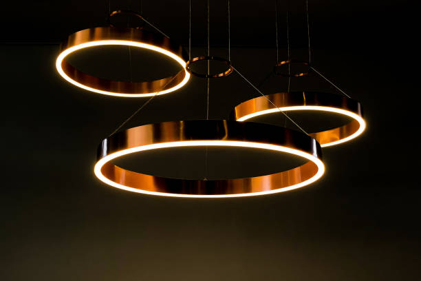 istock Chandelier modern electric lamp and light hanging from ceiling. 1481350290