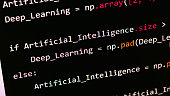 Close-up photo of artificial intelligence programming code displayed on a computer monitor