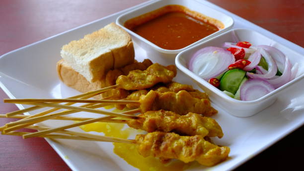 istock Grilled pork or satay pork served with peanut sauce, 1481354288