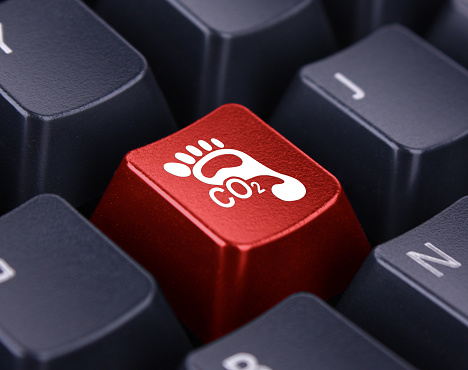 CO2 Footprint icon on a red computer key