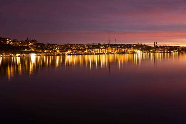 Amazing colourful Sunset sky in Stockholm Capital of Sweden Scandinavian landscape Northern Europe