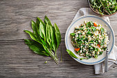 Spring Risotto with wild garlic leaves