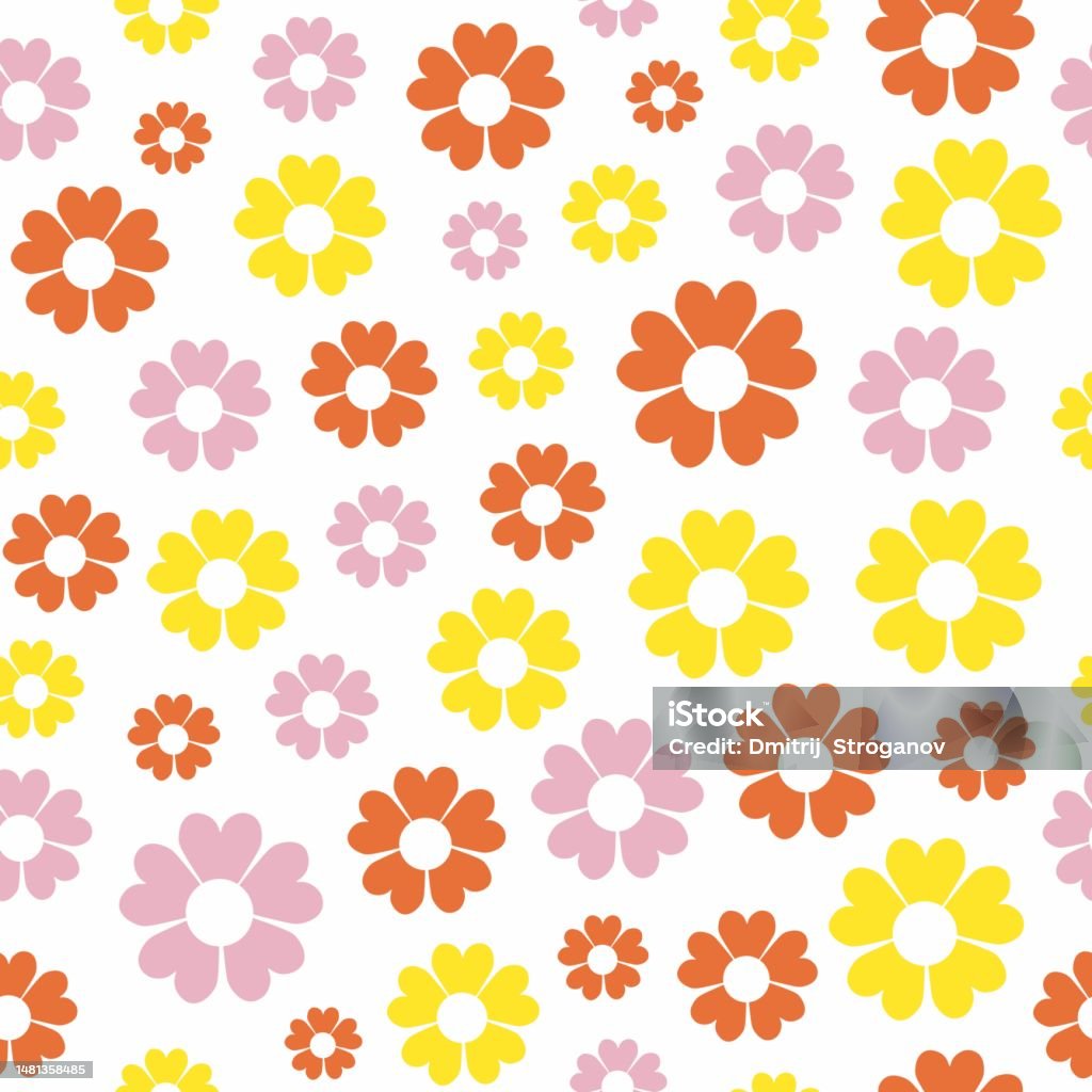 Flowers On Seamless Background Autumn Time Wrapping Paper Stock