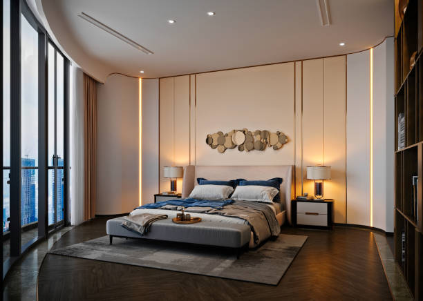 istock 3D Render of bedroom in luxury hotel 1481358743