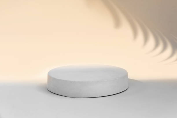 istock Podium for cosmetic presentation on beige neutral background. Abstract minimal geometrical form shape. Cylinder pedestal sphere, soft shadow. Two geometric scene to show product. Showcase display case 1481360759