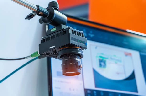 istock Robotic vision sensor camera system in intellegence factory,manufacturing industry for industry 4.0 and technology concept 1481361816