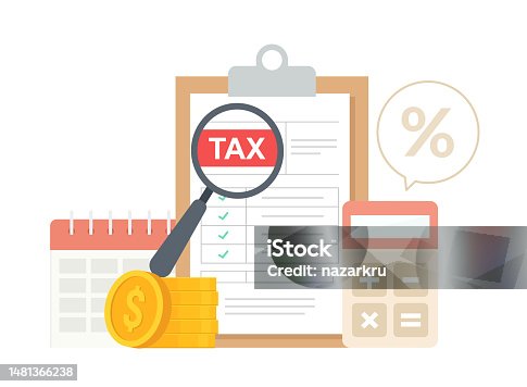 istock Taxation concept. Calculation of the tax return. Paperwork. Tax payment date. Flat vector illustration. 1481366238