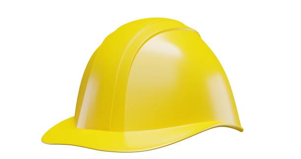 istock Yellow safety helmet on an isolated background. Close-up 3d render 1481367116