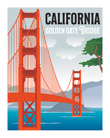 vector, Golden Gate Bridge Illustration, California symbol, Golden Gate Bridge emblem