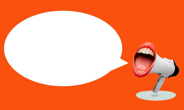 istock emale mouth screaming with a megaphone in the background. 1481371595
