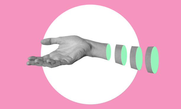 istock Art collage, a woman's hand on a pink background with a white circle. 1481371600