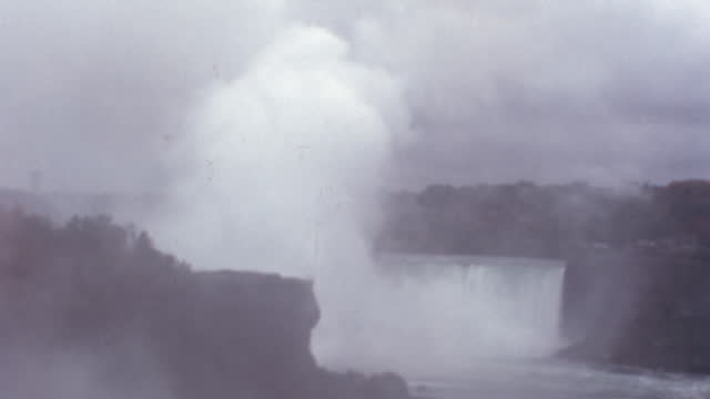 Niagara Falls Hidden Behind a Thick Cloud of Water Droplets Sprayed into the Air