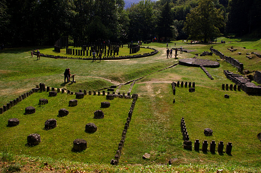 Ruins of Dacian temples at Sarmizegetusa Regia, atGrădiștea de Munte, Romania, September 2020
