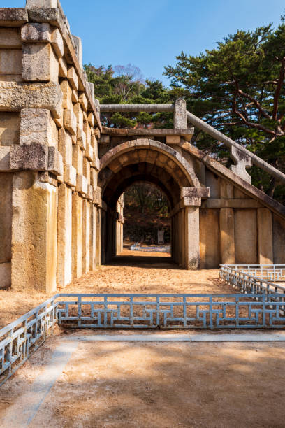 Arch under The Cheongungyo and Baegungyo Bridges in Bulguska Temple, Gyeongju city, South Korea. UNESCO World Heritage site. stock photo