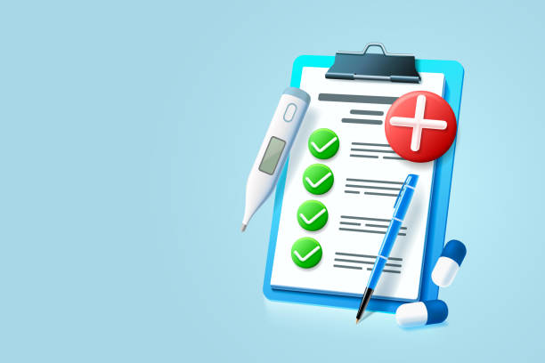 istock Medical clipboard communication, management service page, medical test. Vector 1481376726