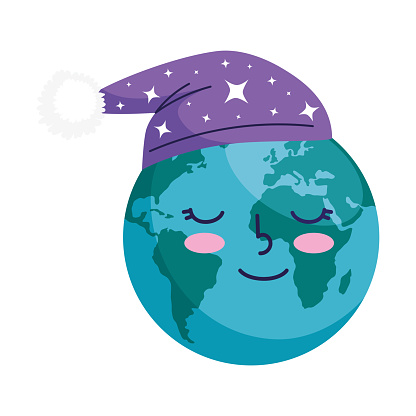 world planet sleeping with hat