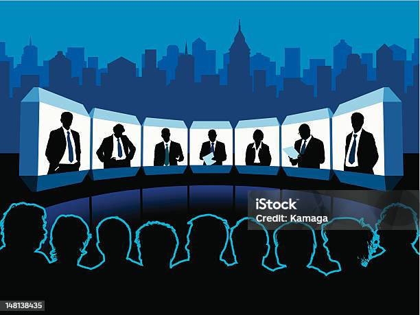 Virtuelles Treffen Stock Vektor Art und mehr Bilder von Publikum - Publikum, Virtual-Reality-Simulator, Virtuelle Realität