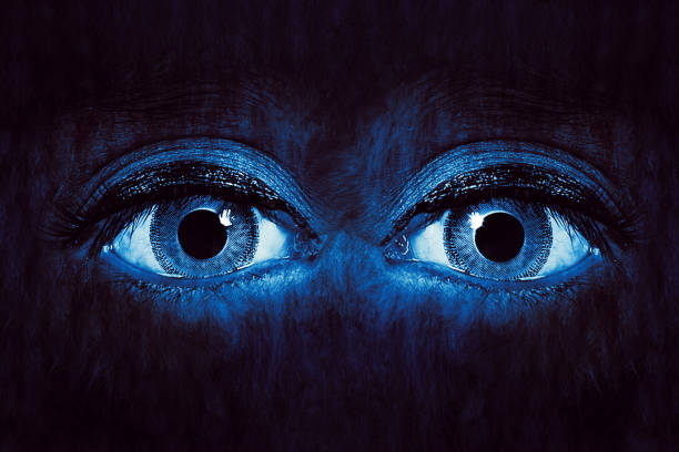 Close up of wolf man eyes with furry on the face