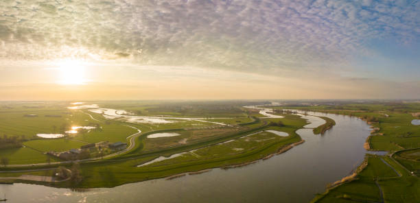 istock IJssel and Reevediep springtime sunset panoramic bird's eye view 1481384745