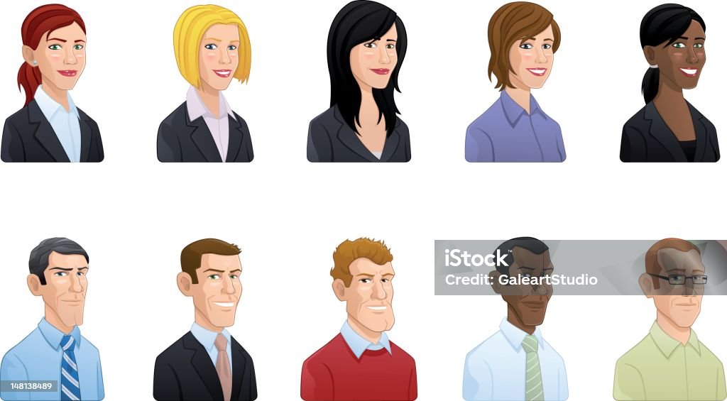 business people avatars - set 1 PDF, AI (Illustrator CS) and high quality PNG file ( with transparent background) included. Business Person stock vector