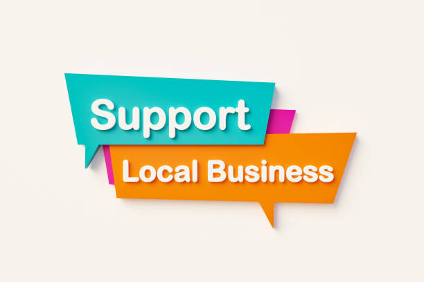 istock Support local business - Cartoon speech bubble. 1481385717