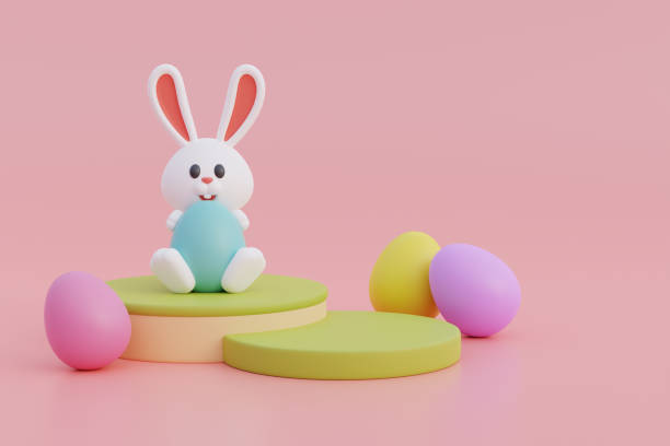 istock Happy Easter day. Colorful easter eggs with cute bunny. International Spring Celebration. 3d rendering. 1481385903