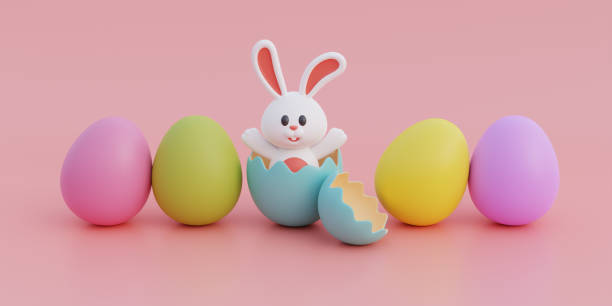 istock Happy Easter day. Colorful easter eggs with cute bunny. International Spring Celebration. 3d rendering. 1481387093