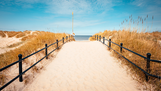 Pathway to a beautiful white sand beach on the Swedish West Coast.