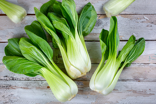 Bok choy - Pak Choi on wooden background