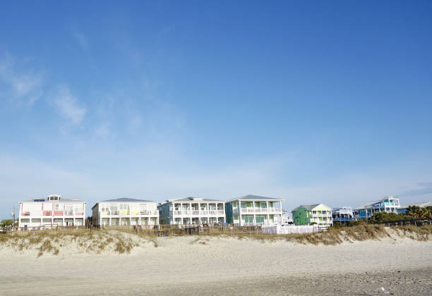 istock Colorful beach front rental homes in Carolina Beach , NC 1481389111