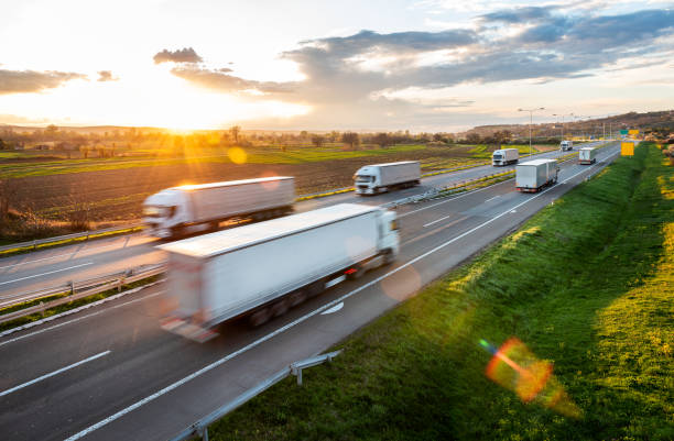 istock Transportation trucks in high speed driving on a highway 1481389745