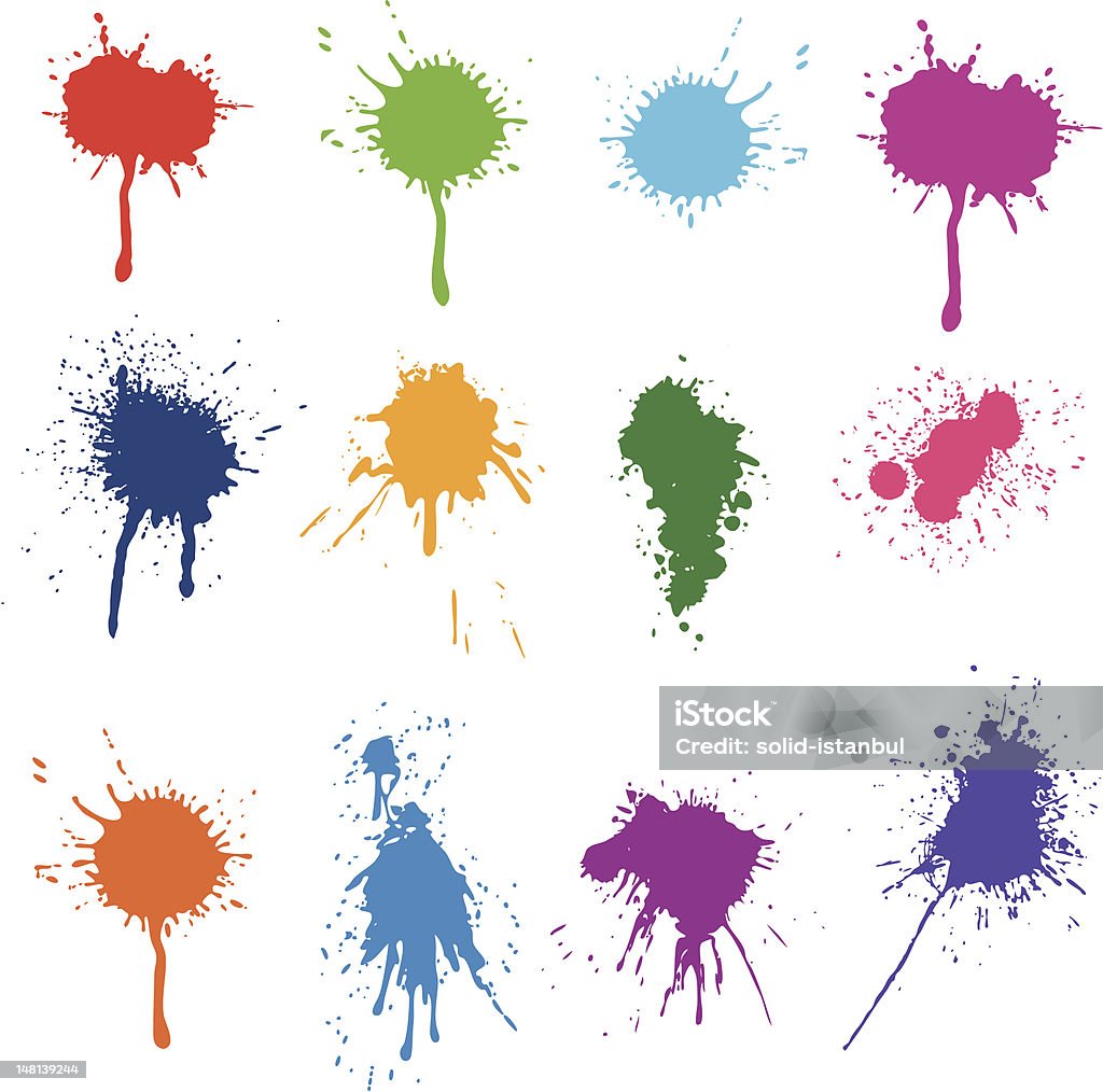 Salpicaduras de tinta - arte vectorial de Salpicado - Condición libre de derechos