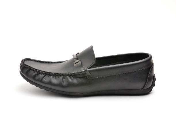 istock Men's leather moccasins on a white background 1481397287