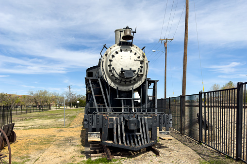 Frisco, Texas, USA - April 10, 2023. Old railway car, museum exhibits, visitor oriented, transport memories in Frisco.