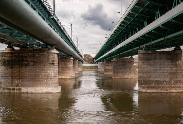 istock Railway bridge over the river on stone supports. 1481398490