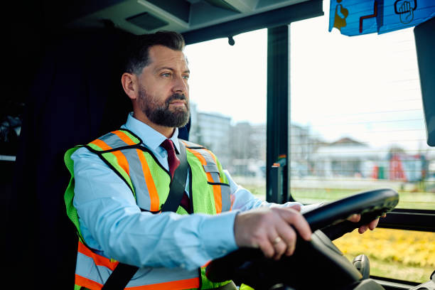 istock Bus driver driving a bus in the city. 1481399778