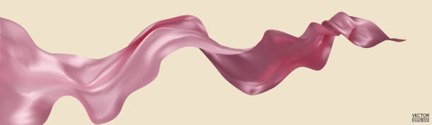 istock Flying pink silk textile fabric flag background. Smooth elegant pink Satin Isolated on beige Background for grand opening ceremony. Pink curtain. 3d vector illustration 1481409092